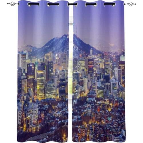 Kitchen Curtains City Dusk Cityscape Bedroom Curtains Home Item Window Curtain for Living Room