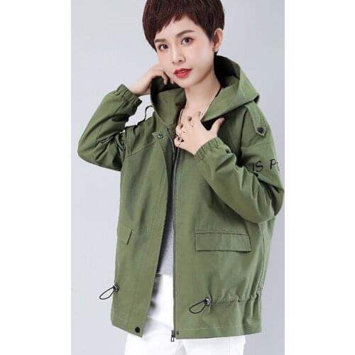 Womens Hooded Windbreaker 2020 Spring Autumn Casual Loose Trench Coats Woman Plus Size Loose Coat Outwear Female Big Size Coats