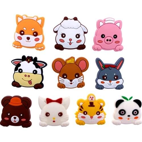 10PCS/Set Hot Selling Cartoon Animal PVC Flat Back Cow Dog Pig Accessories Components For DIY Scrapbook Phone Case Jewely