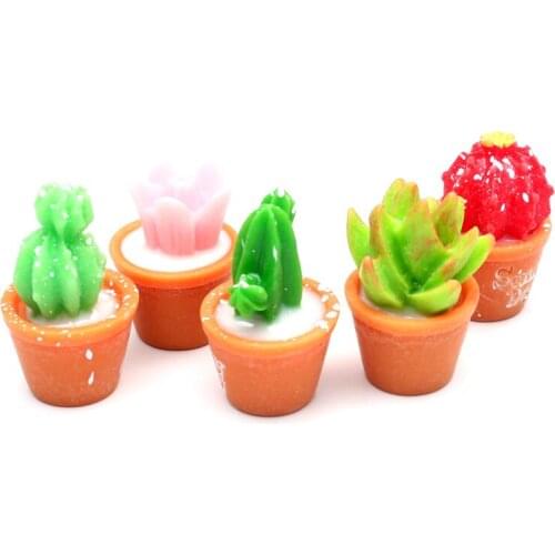 10pcs Mixed Mini Cactus Model Resin Decoration Crafts Flatback Cabochon Embellishments For Scrapbooking Beads Diy Accessories