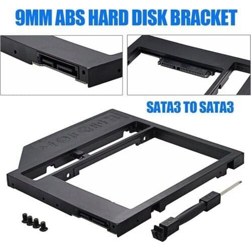 2nd SATA Second HDD Caddy To SATA 2.5" Caddy HDD SSD 9.0mm Enclosure ATA Hard Drive rack adapter For Laptop CD ROM