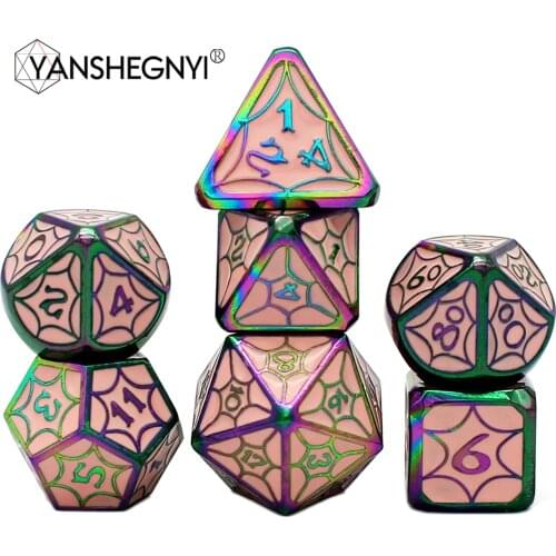 2020 New DnD Metal Dice RPG MTG Dice Include Dice Pouch for Tabletop RPGs Games 7pcs D4 D6 D8 D10 D% D12 D20 Set polyhedral dice