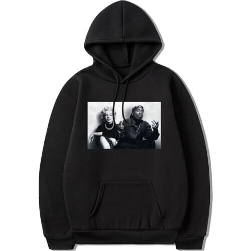 2021 Fashion Tupac 2pac Marilyn Monroe Print Hoodie Long Sleeve Hip Hop Vintage Hooded Sweatshirt Women Men for Oversized Tops