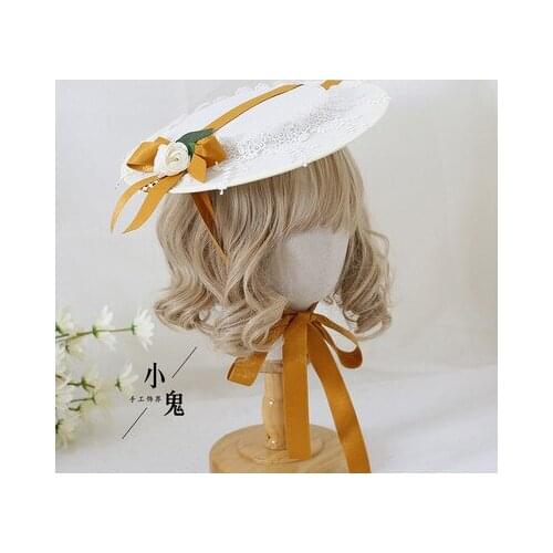 2021New Multicolor Lolita Retro Palace Style Cheongsam Girl Fairy Elegant Hair Accessories Hemp Yarn Ceremony Hat