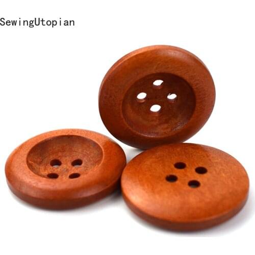 50PCS 25MM Natural Wood Button Botones Decorativos Sewing Assorted 4 Holes Buttons Craft Sewing Round Button