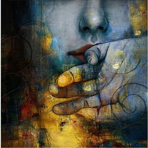 Abstract Girl Face Hand Pictures By Numbers 5D Diy Diamond Painting Wall Art For Living Room Bedroom Mosaic EmbroideryZP-2860