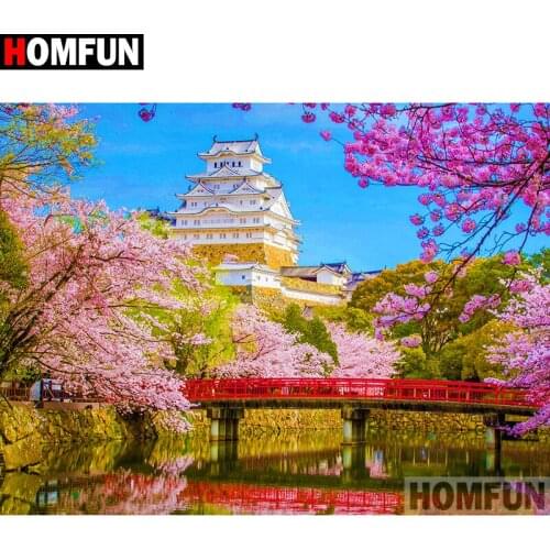 HOMFUN Full Diamond Embroidery Diy 5D Diamond Painting Cross Stitch "House landscape" Full Drill Home Room Decor A19522