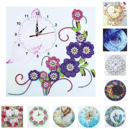 5D DIY Diamond Painting Special-shaped Dril Flowers Wall Clock Diamond Embroidery Cross Stitch Watch Pattern Home Decor
