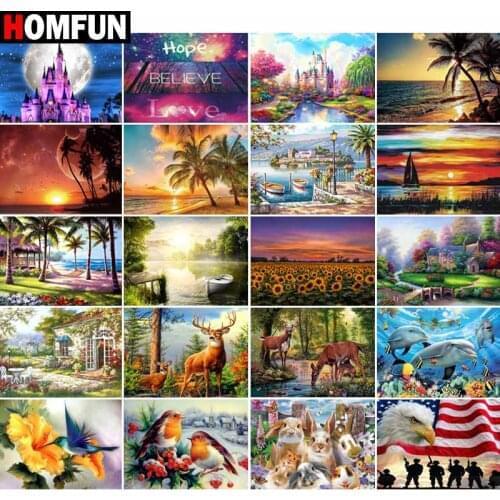HOMFUN Full Drill Diamond Painting "Forest landscape" DIY Picture Of Rhinestone 5D Diamond Embroidery Cross Stitch Decor