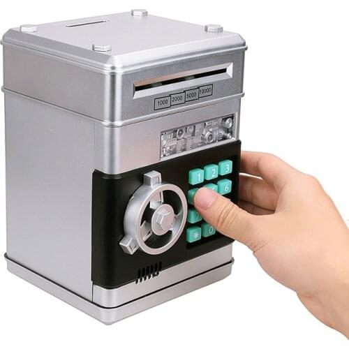 Anpro Electronic Password Piggy Bank ATM Money Box Cash Coin Automatic Deposit Banknote Money Saving Machine ATM Bank Safe Box