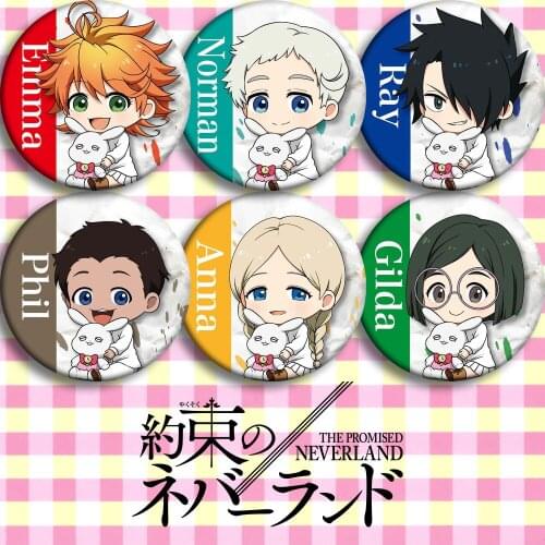 58 mm Neverland Ray Norman Yakusoku no Neverland Emma badge brooch