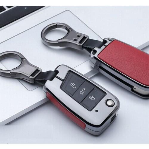 Zinc Alloy+Leather Car Key Case Cover for Volkswagen VW Golf 7 Mk7 Seat Ibiza Leon FR 2 Altea Aztec for Skoda Octavia Key Chain