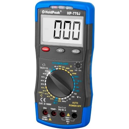 HoldPeak HP-770J Manual Range DC AC Voltage Ampere Digital Multimeter Meter Automobile Car Engine Analyzer Resistance Tester