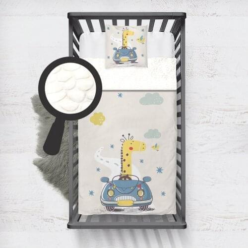 Kids Minky Blanket Super Soft and Warm Blankets Children for Couch and Bed Giraffe Driving Blue Car Model 134