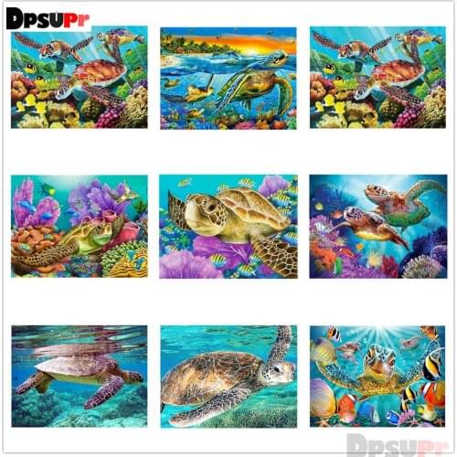Dpsupr 5D Diy Diamond Painting Cross Stitch Kit " Animal Turtle" Home Decor Full Rhinestones Diamond Embroidery Mosaic Gift