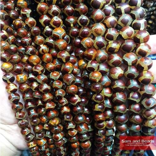 China Tibetan Dzi beads Natural Stone Buddhism 8/10/12MM Round Tortoise shell Loose beads for jewelry making DIY CTB06