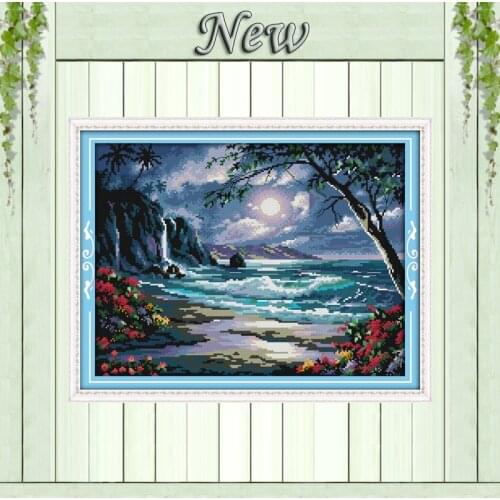 The Beautiful Scenery sea of the moon,11CT printed on canvas DMC 14CT Cross Stitching kits,needlework embroidery Sets,Home Decor