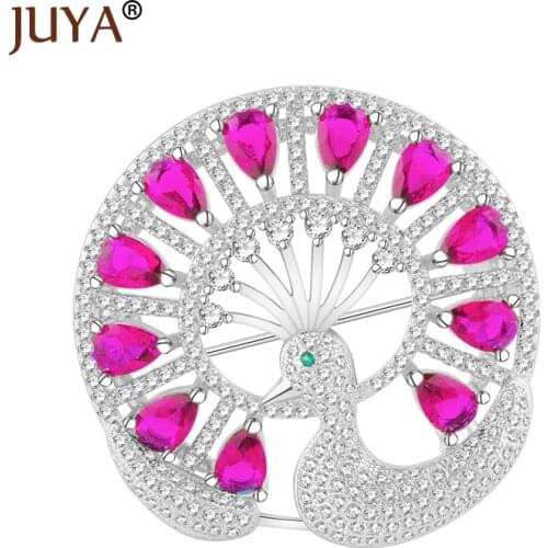 Lager Crystal Zircon Rhinestone Brooch Big Peacock Brooches For Women Wedding Bouquets Clip Scarf Buckle Hijab Pins