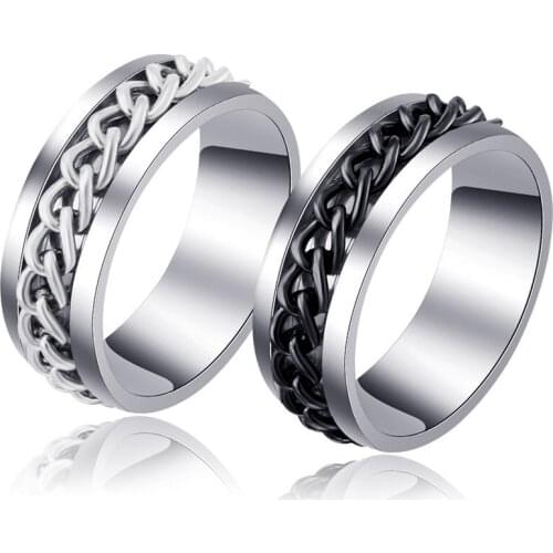 Hot sell Cool Stainless steel Rotatable Ring For Women Men Fashion Spinner Chain Punk Finger Jewelry Party Gifts