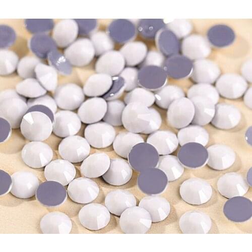 Chalk white crystal ss6-ss20 flat back hotfix rhinestones,iron crystals glass material super shine