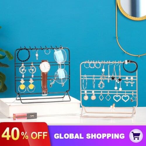 Metal jewelry rack Holder Organizer 4 Tier Golden Black Necklace Earring Display Show Rack Home Decorative Shelves
