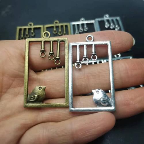 Fashion 25pcs/lot 23*41mm Antique Silver Plated Zinc Alloy Metal Charms Bird Pendants For DIY Choker Jewelry Making Findings