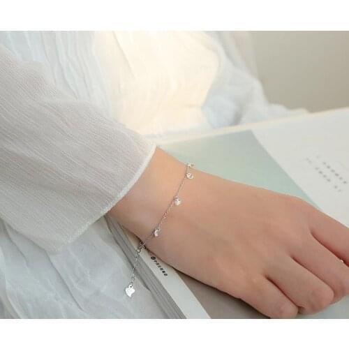 Fashion 925 Sterling Silver Tassel Zircon Round Bead Charm Bracelet & Bangle For Women Wedding Jewelry Accessories sl328