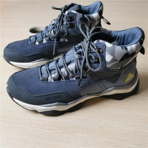 Men leisure genuine leather shockproof hiking shoes male outdoor non-slip trekking climbing Travel Sneakers Comfortable Footwear