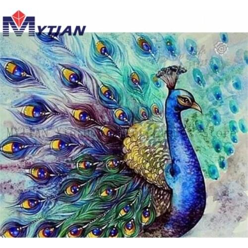 MYTIAN 5D DIY Diamond Painting Beautiful Peacock 3D Diamond Embroudery Mosaic Scenery Crosss Stitch Kits Hobby Home Decoration