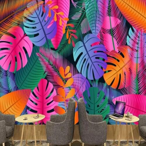 Milofi Custom 3D Wallpaper Mural Abstract Watercolor Color Tropical Plant Banana Leaf Decorative Painting Wallpaper
