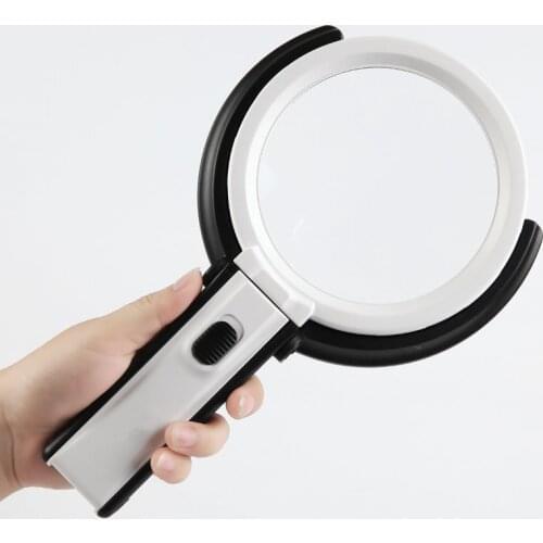Desktop folding handheld magnifying glass folding 10 lights external power supply LED magnifying glass