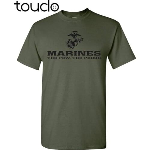 New Brand Marines The Few The Proud USMC Marine Corps Military Green T-Shirt USA LICENSED