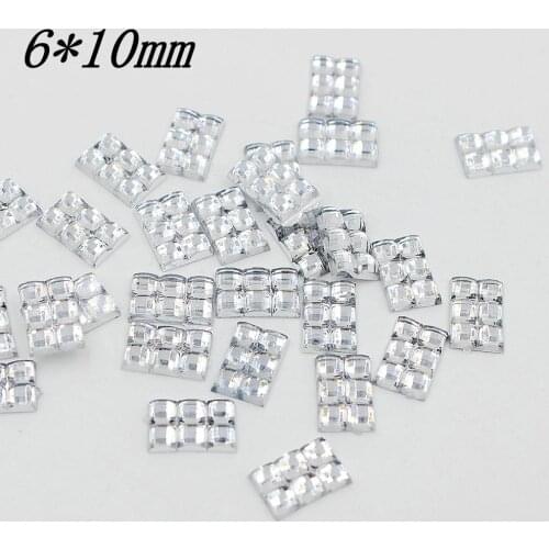 New 200pcs Round 10mm/Rectangle 6*10mm Flatbact Crystal Rhinestone Acrylic Rhinestone Jewelry Accessories For Diy Decoration
