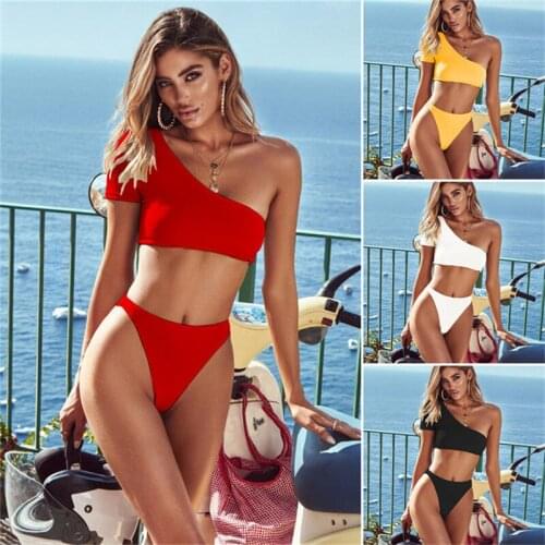 Cikini 2020 New Hot Selling High waist bikini lady swimsuit sexy one shoulder swimsuit exploded on the beach