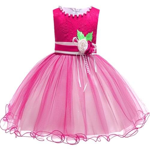 Infant Baby Girls Flower New Year Dress With Bow Newborn Bebes 1 Year Little Girl Dress Birthday Baptism New Year Christmas Wear