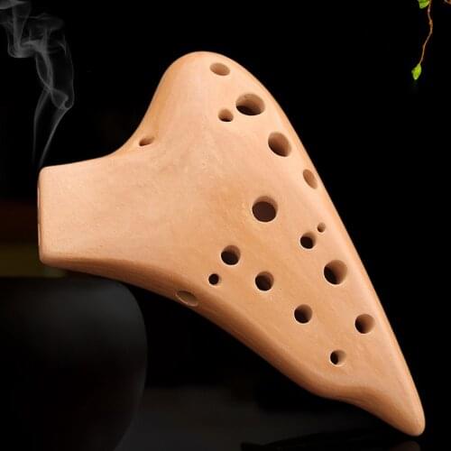 Wide Rang Smoked Soldering Grain Ocarina Alto C Tone Ocarina Teaching Double-tube Ocarina 12-Hole Sound Quality Ocarina with Bag