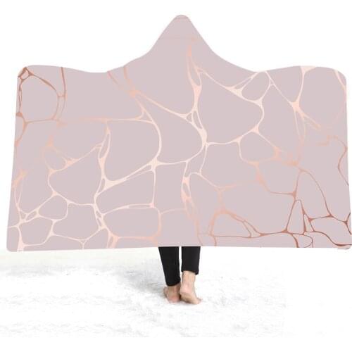Plush Hooded Blanket 3D Printed Modern Marbling Blankets for Adults Kids Warm Wearable Fleece Blankets Microfiber Blanket