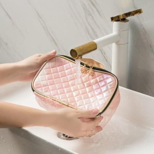 Portable Travel Pu Cosmetic Bag, Multifunctional Portable Diamond Storage Bag Large Capacity Waterproof Four-in-one Cosmetic Bag