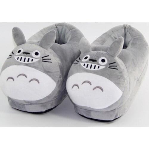 28CM Warm Winter My Neighbor Totoro Plush Slippers Soft Stuffed Indoor Plush Soft Anime Bedroom Shoes For Man Woman