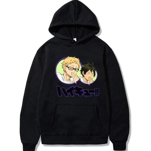 Tsukishima Kei Print Hoodies Anime Haikyuu Streetwear Bokuto Volleyball Hoodie Men Funny Hooded Tops Streetwear Overszied Warm