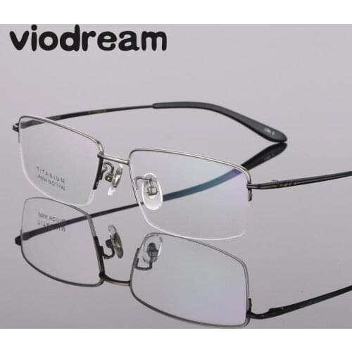 Viodream Pure Titanium Spectacle half Glasses Frames Business Men Prescription Eyewear Eyeglasses Frames Oculos De Grau 8934