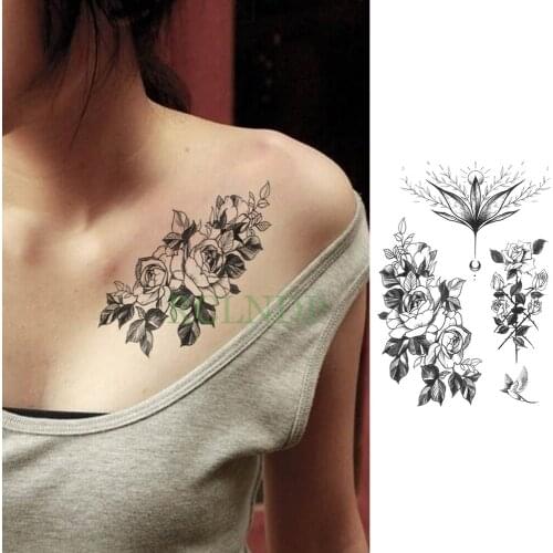 Waterproof Temporary Tattoo Sticker Rose Flower Large size Fake Tatto Flash Tatoo hand shoulder foot Arm for Women girl