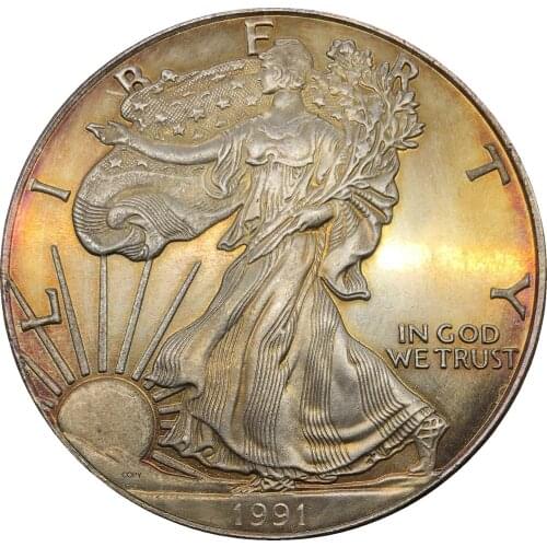 United States 1 Dollar American Silver Eagle Bullion Coin 1991 1991 S Plated Silver Commemorative Coin Copy coin