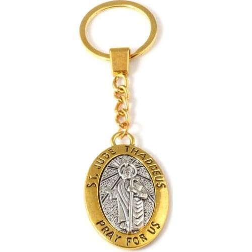 1pcs Keychain ST JUDE THADDEUS pray for us Alloy Charms Pendants Key Ring Travel Protection DIY Jewelry A-550f