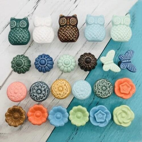 1pcs Various Creative Ceramic Knobs Shoebox Cabinet Handles Closet Door Drawer Knobs Wardrobe Pulls Pullers With Screws Hardware