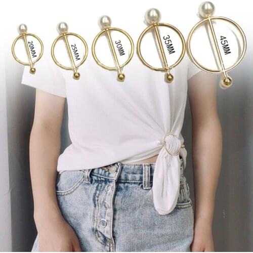 10Pcs Women Pearls Round Circle Scarf Ring Waist Buckle Silk Clasp Clips for Neckerchief T-Shirt Shawl Ring Wrap Holder