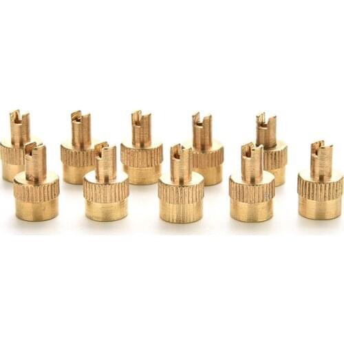 10pcs Chrome Metal Slotted Head Valve Stem Caps With Core Remover Tool Motorcyle/Car