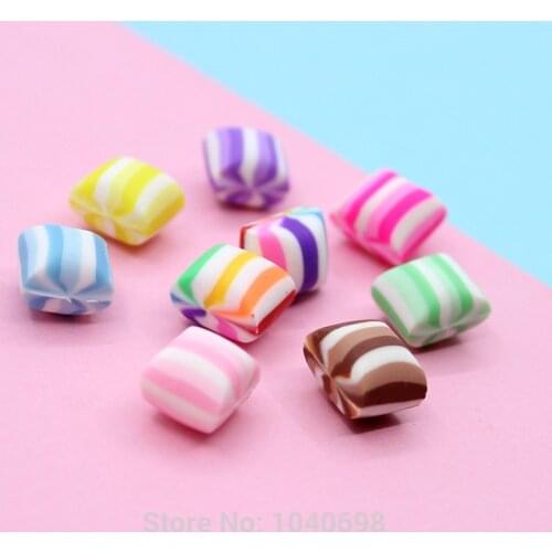 10pcs/lot kawaii colorful chew gum candy polymer clay Cabochon Scrapbook Embellishment DIY Phone Decoration 10mm