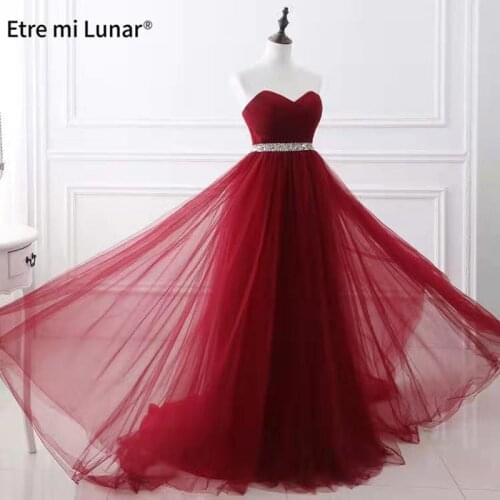 2020 Wine Red Sweeheart Neckline Sequin Beaded Evening Formal Tulle Dresses Sleeveless Party Dress Plus Size LE4022