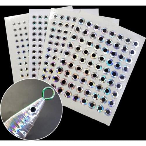 2D Fishing Lure Eyes Reflective Eye Tape Realistic 2D Flat Stick-On Fishing Lure Eyes Fishing Tackle Pesca Iscas